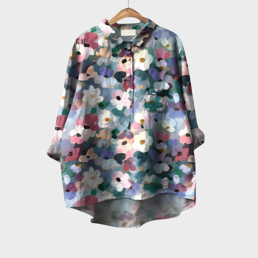Doortje | Bloemige Blouse met Knoopsluiting