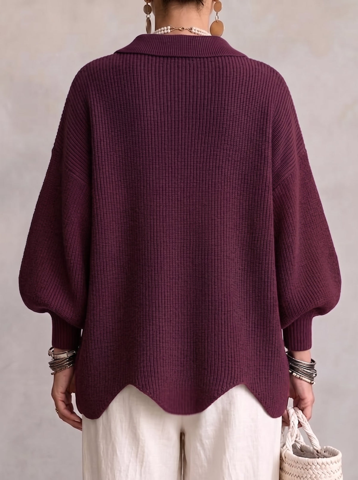 Karin | Oversized Gebreid Vest met Goudkleurige Knopen