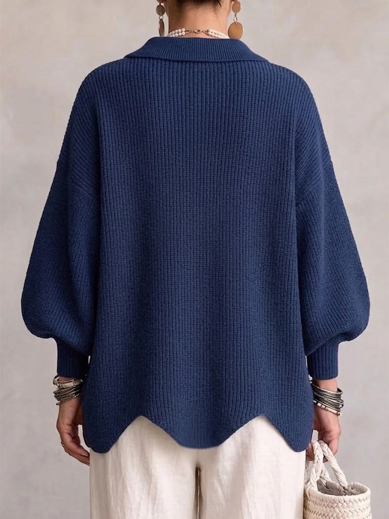 Karin | Oversized Gebreid Vest met Goudkleurige Knopen