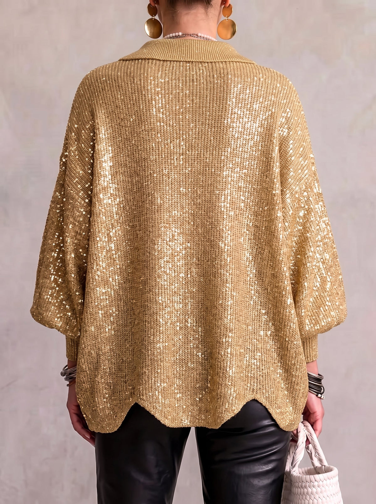 Karin | Oversized Gebreid Vest met Goudkleurige Knopen