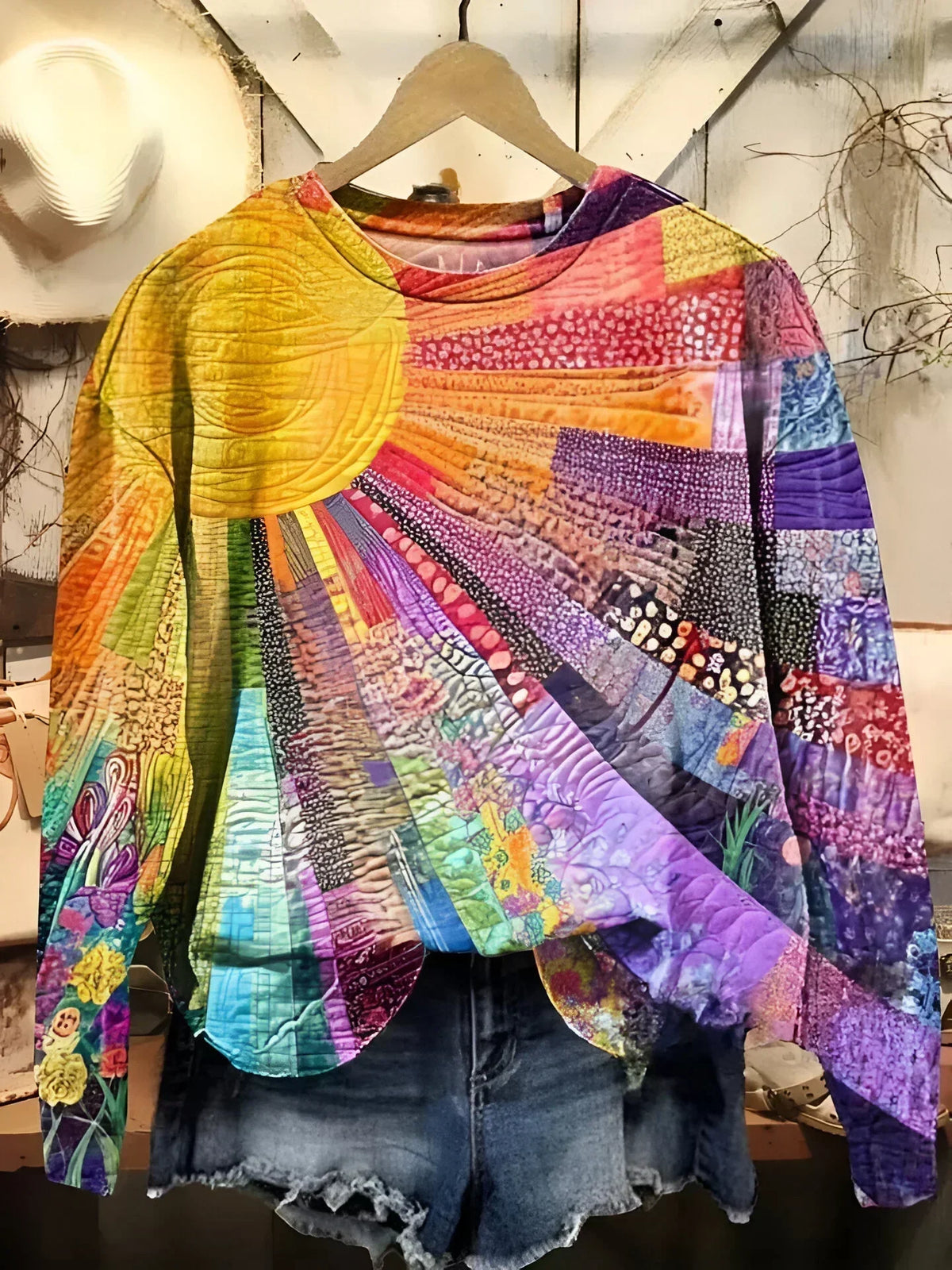 Quirine | Kleurrijke Zonne Collage Sweatshirt