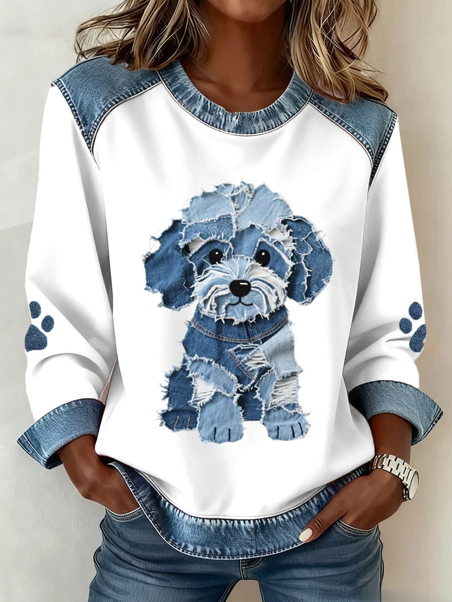 Patricia - Lichte Sweatshirt met Fluffy Honden Patchwork