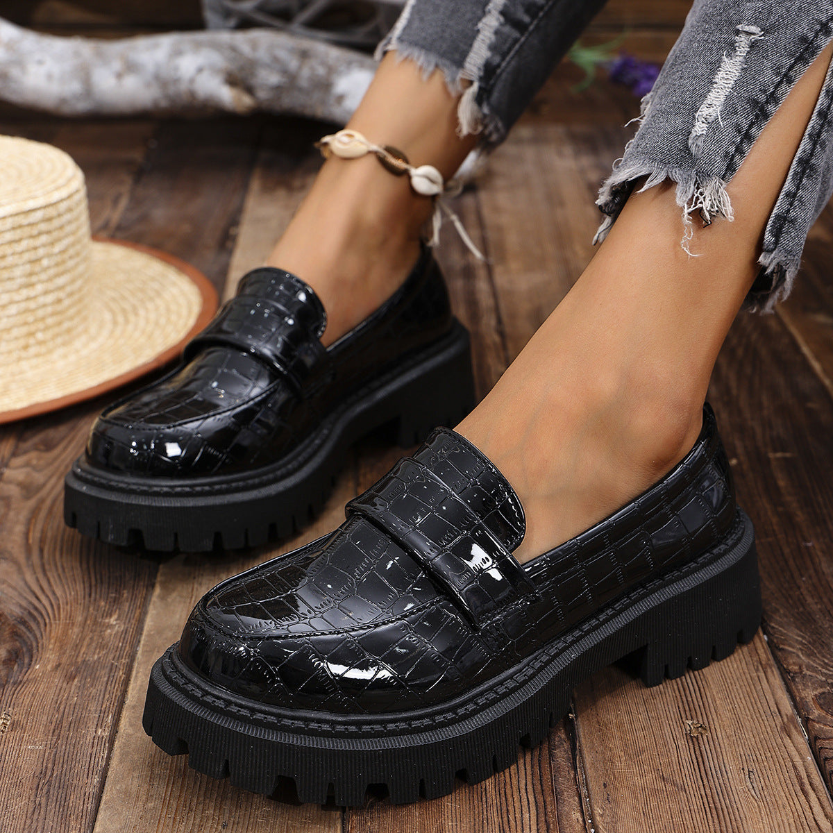DELACROIX | Lakloafers met Gripzool Florence