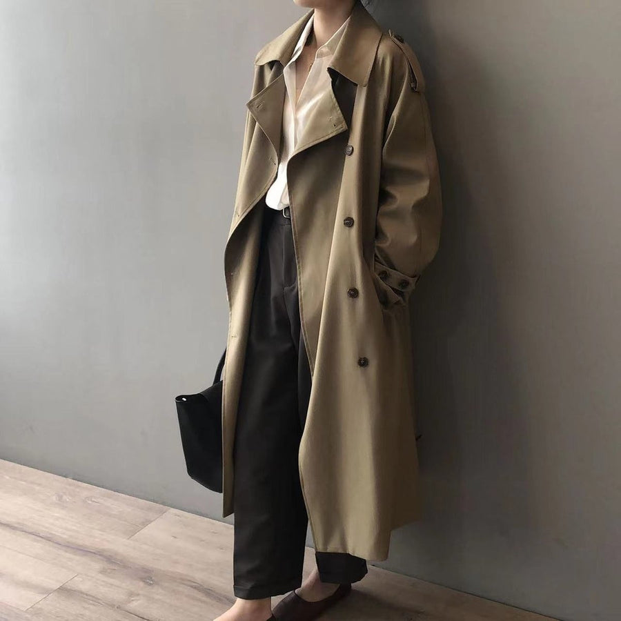 Ria | Tijdloze Dubbelrij Lange Trenchcoat