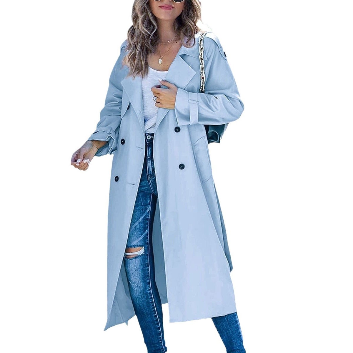Sanneke | Verfijnde Lange Trenchcoat met Ceintuur