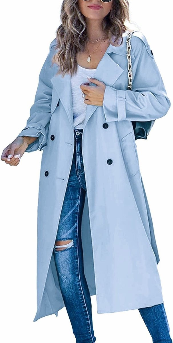 Sanneke | Verfijnde Lange Trenchcoat met Ceintuur