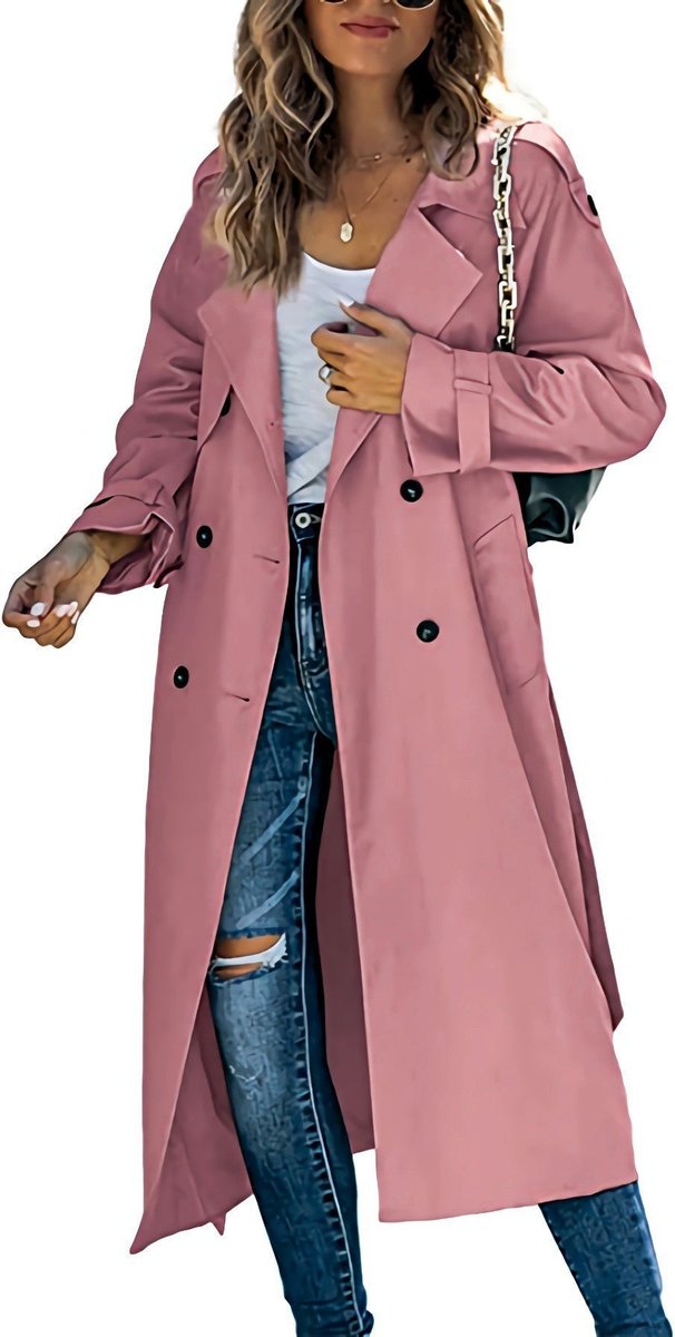 Sanneke | Verfijnde Lange Trenchcoat met Ceintuur