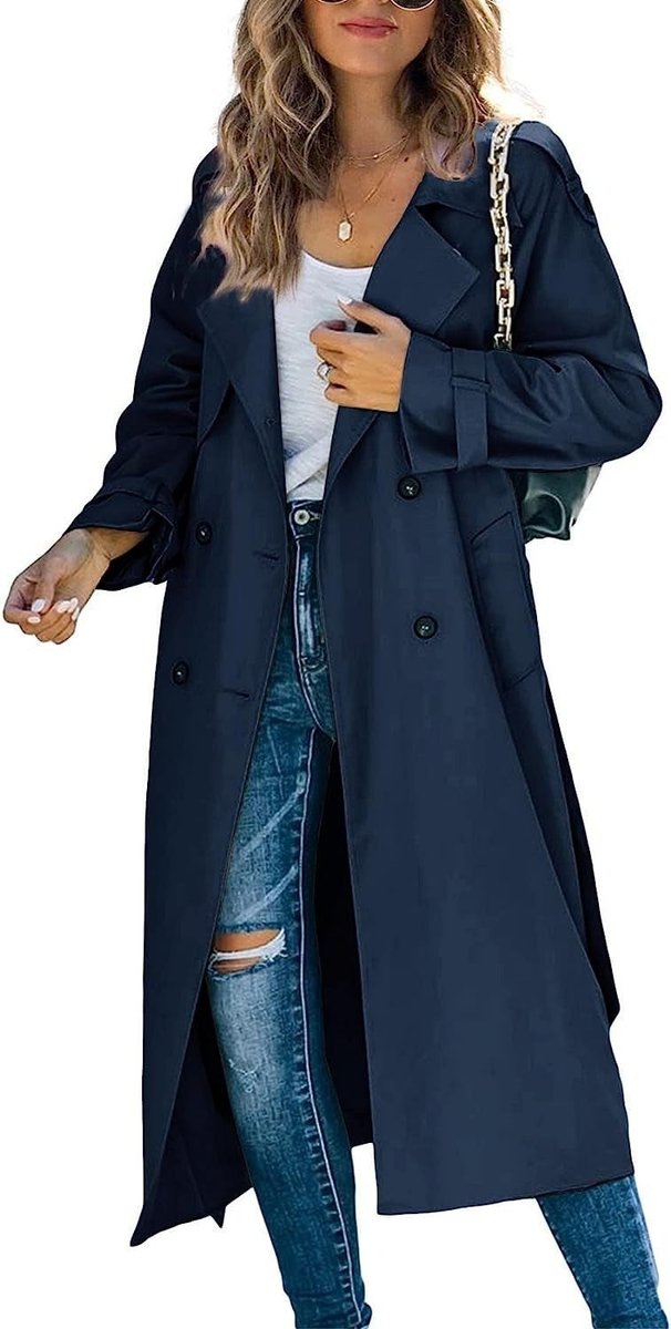 Sanneke | Verfijnde Lange Trenchcoat met Ceintuur