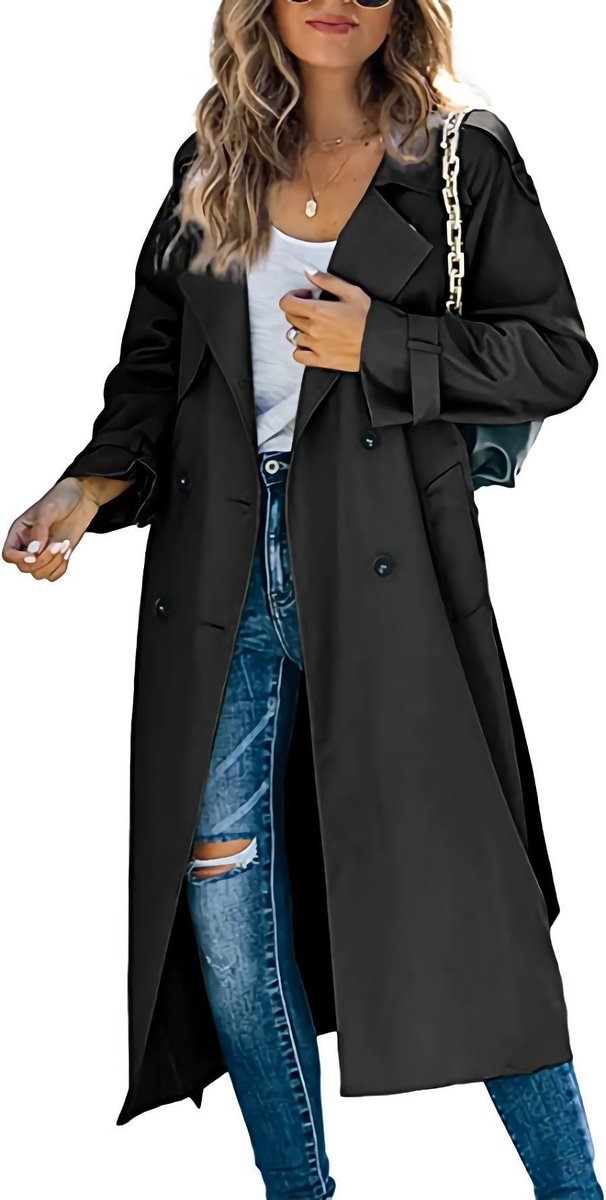 Sanneke | Verfijnde Lange Trenchcoat met Ceintuur