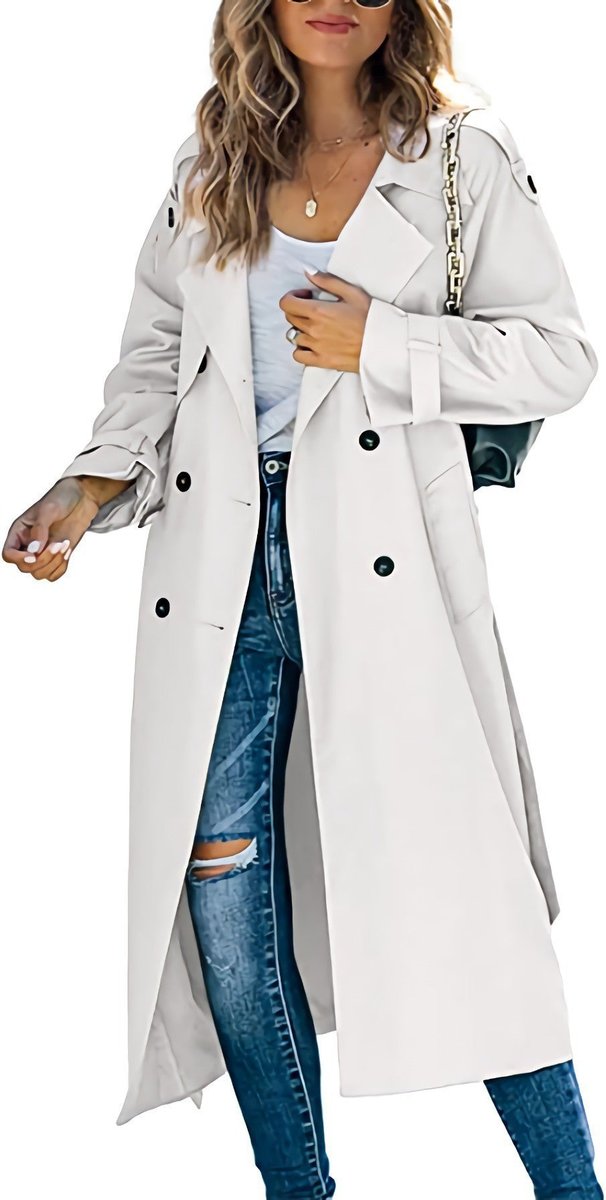 Sanneke | Verfijnde Lange Trenchcoat met Ceintuur